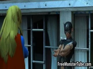 3d лесбиянка Catwoman получить ее мокрые киски лизали