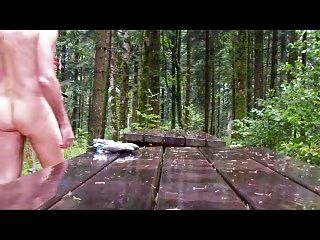 открытый бдсм под дождем в лесу